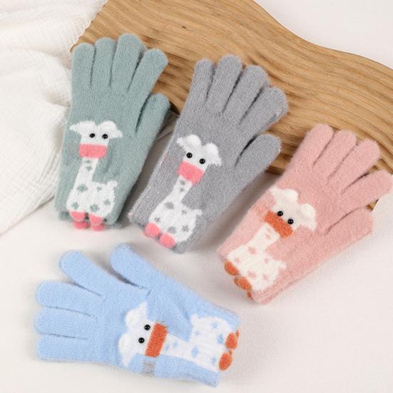 1 пара женских вязаных перчаток с жирафом, зимние теплые толстые перчатки с сенсорным экраном, для велоспорта на открытом воздухе