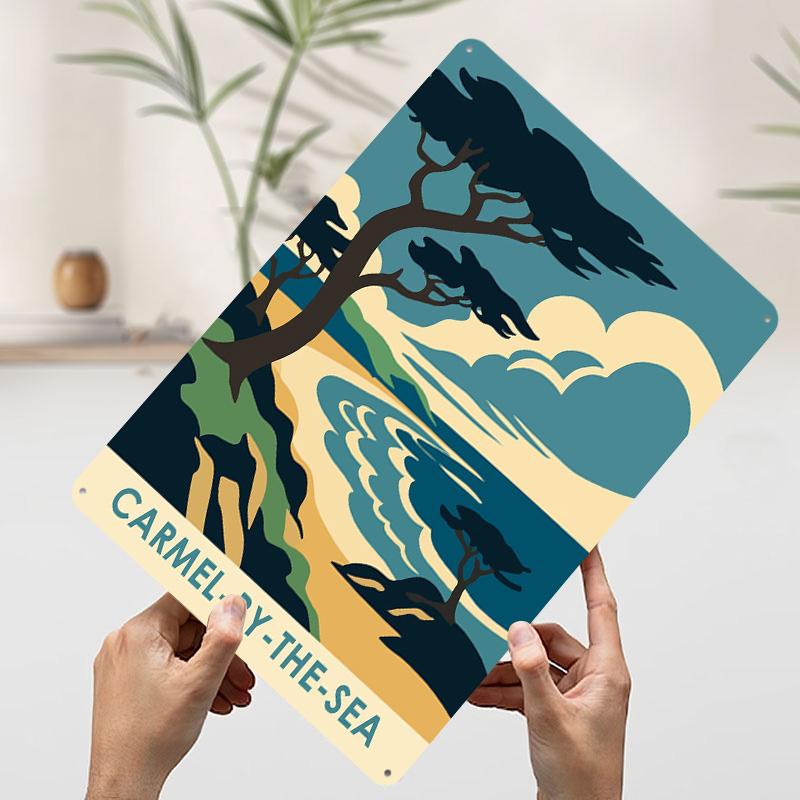 CarmelbytheSea Travel Poster Customized Wall Art Vintage Metal Signs Retro Tin Plaque for Man Cave Room Decorations Wand Deko