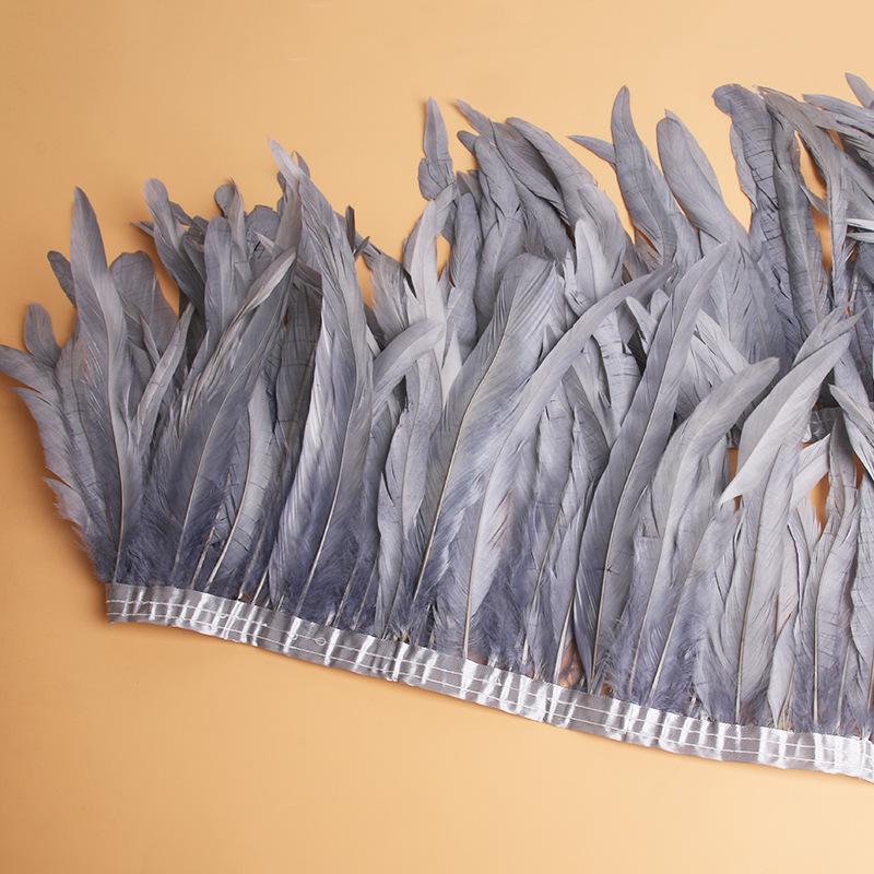 25-30cm Natural Rooster Feather Trim 1/2/5/10 Meter Fringe Ribbon for Carnival Costume Dress Sewing Party Decoration