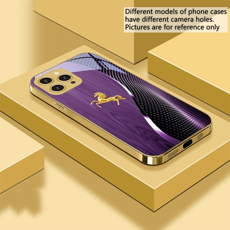 Деревянная текстура Золотая Лошадь Для iPhone 16 Pro Max 15 P ro 14 13 Plus 12 Mini 11Pro Max XS Max XR Золотой чехол для телефона из закаленного стекла