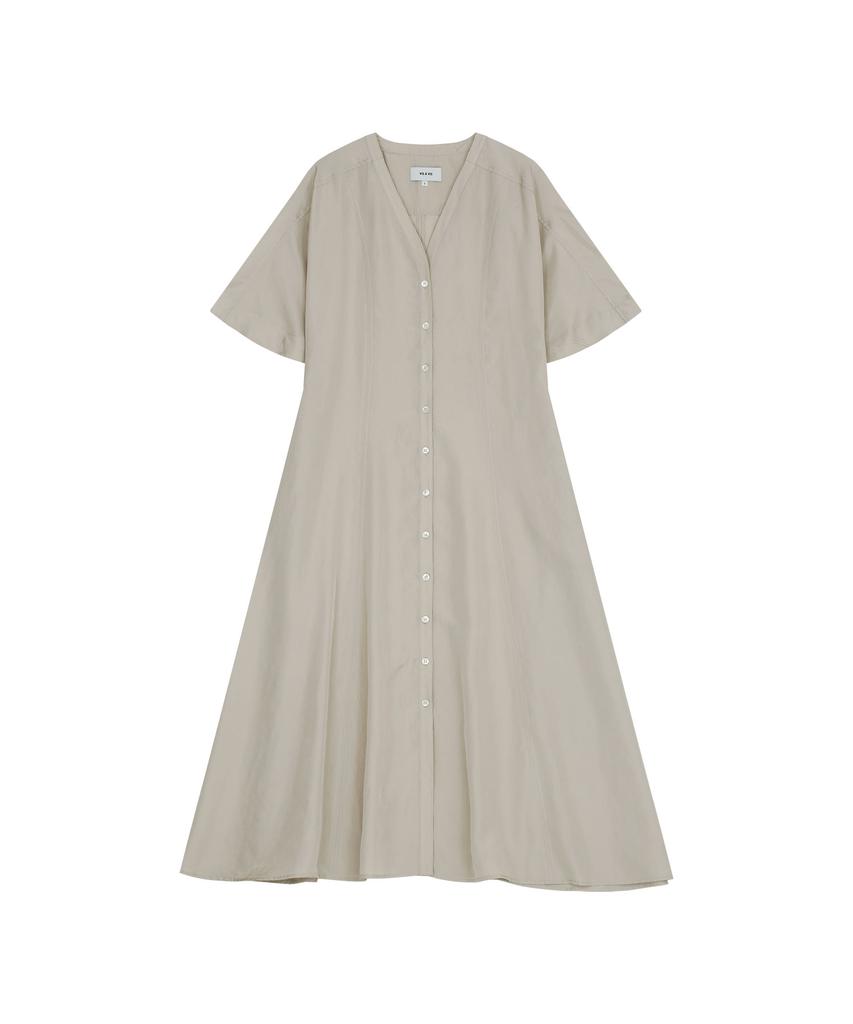 VIS A VIS Crinkled Shirt Dress (Beige)