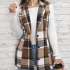 Модный жилет-пиджак с лацканами в клетку, без рукавов, свободного большого размера, женский, элегантный стиль, универсальный, без рукавов, однобортный кардиган