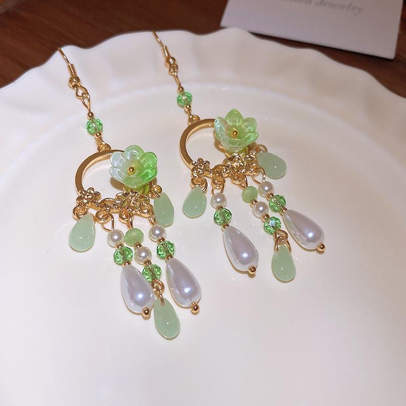 Новые китайские серьги-капли с кисточками в виде цветка, этнический стиль, ретро, модные серьги для женщин