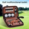 Golf Accessories Bag Faux Leather Storage Case for Golf Balls Tees Divot Tool Rangefinder Scorer Gift for Men Women Golfers