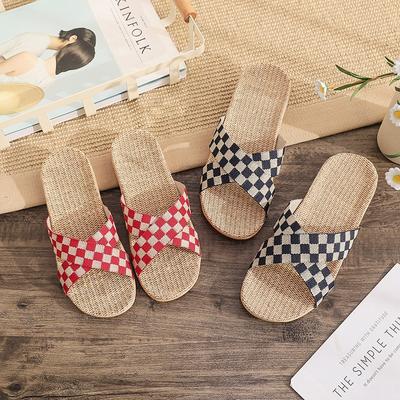 Модные летние льняные тапочки для женщин