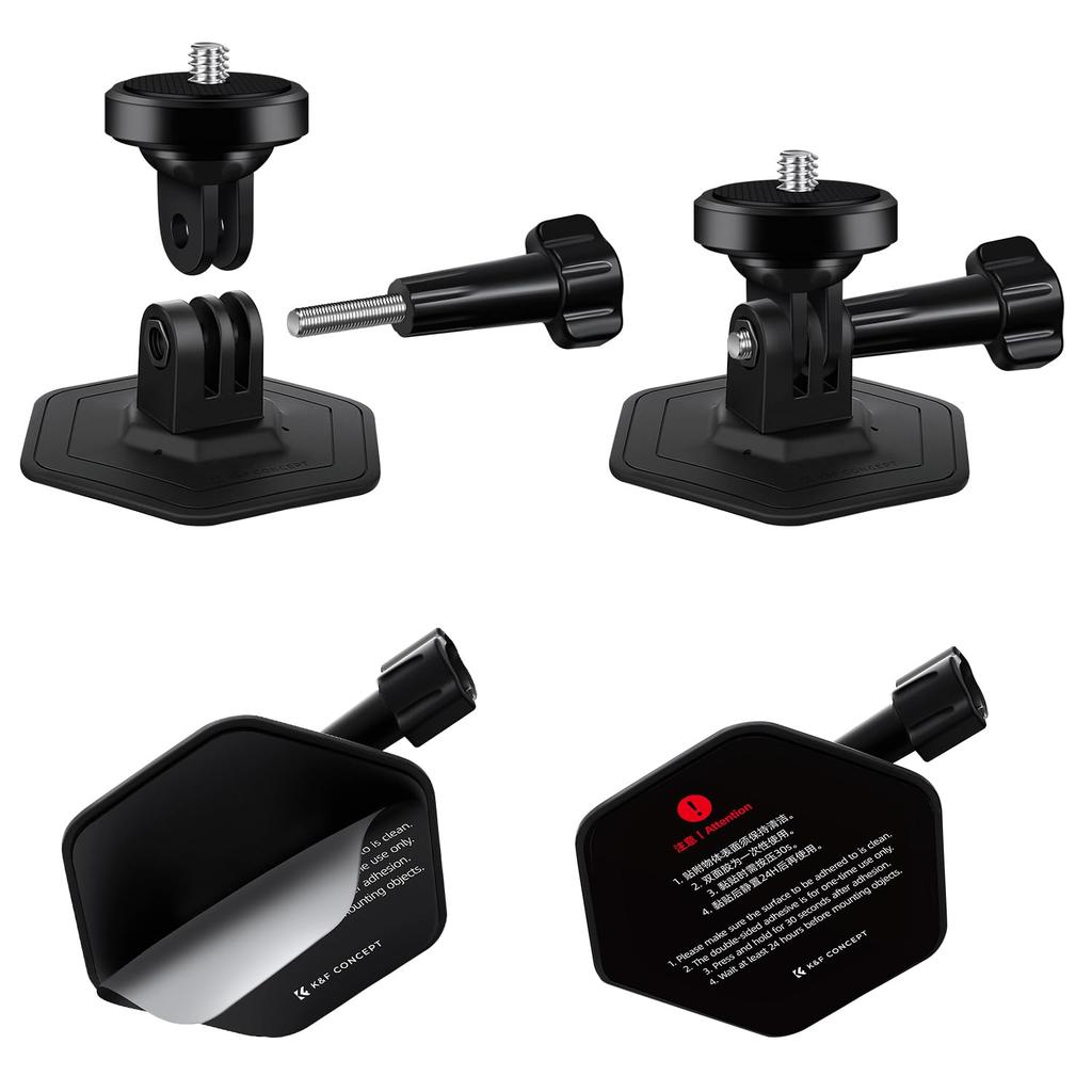 Concept Adhesive Mount for Set of Action Camera Mount Helmet Base Compatible with Camera Accessories K&F GoPro, 2, Kit, Mount, Insta360/DJI/GOPRO,