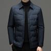 White Duck Down Jacket for Men's Winter Lapel Casual Warmth for Middle-aged and Young People Solid Color Light and Thin Down Jacket for Men