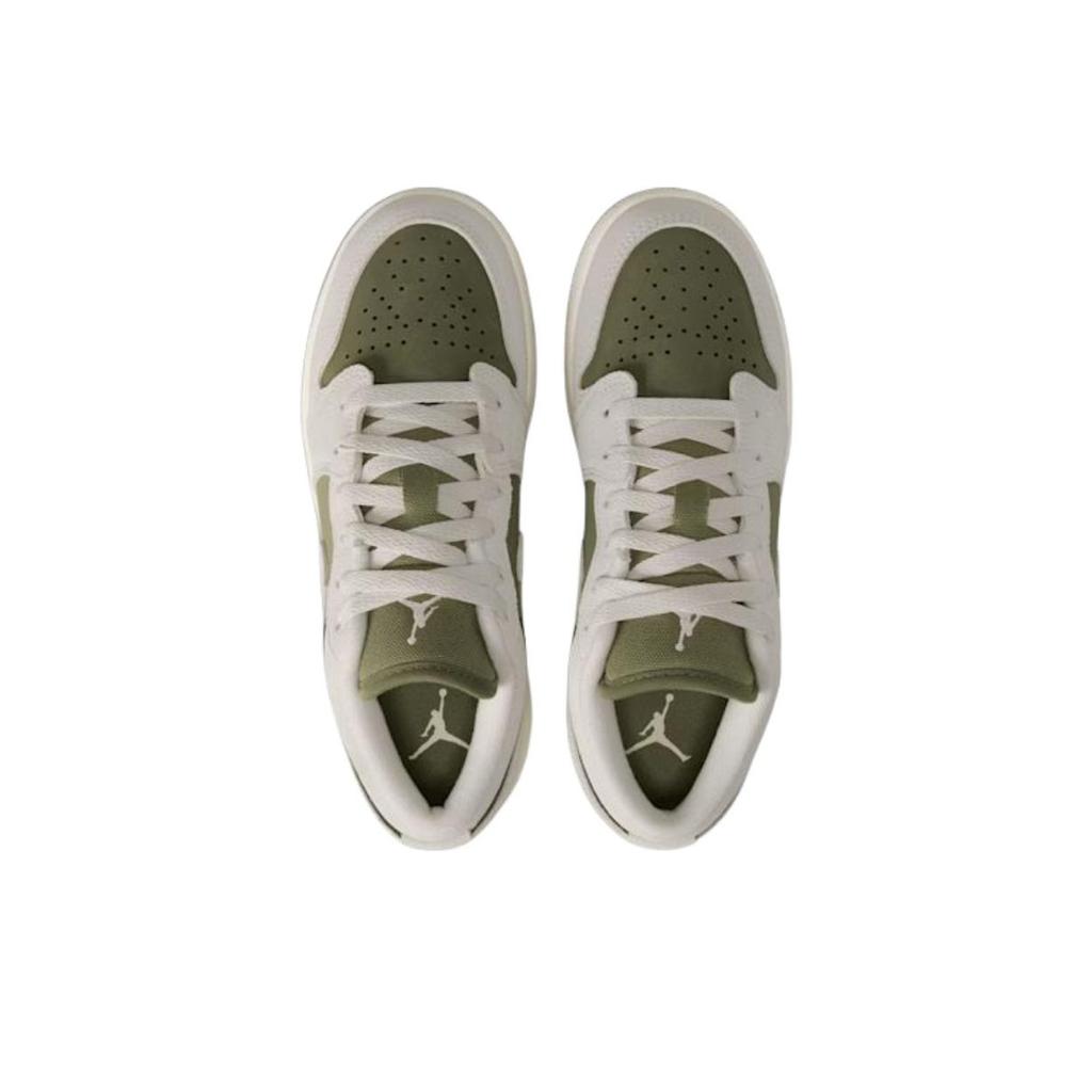 Кроссовки Air Jordan 1 Low SE GS Medium Olive Sail Детские Зеленый Светло-Древесно-Коричневый HV4396201