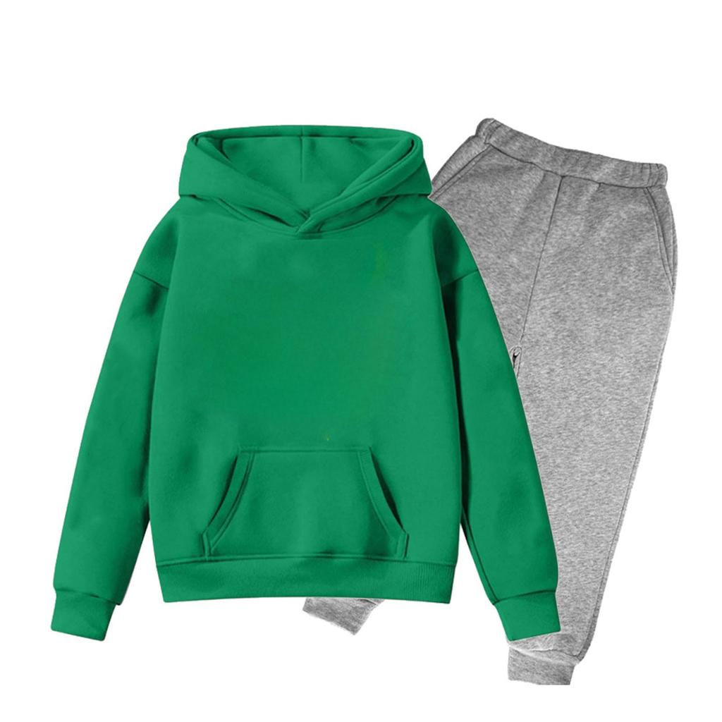 Children's Solid Color Sweatshirt Set (pants + Top)
