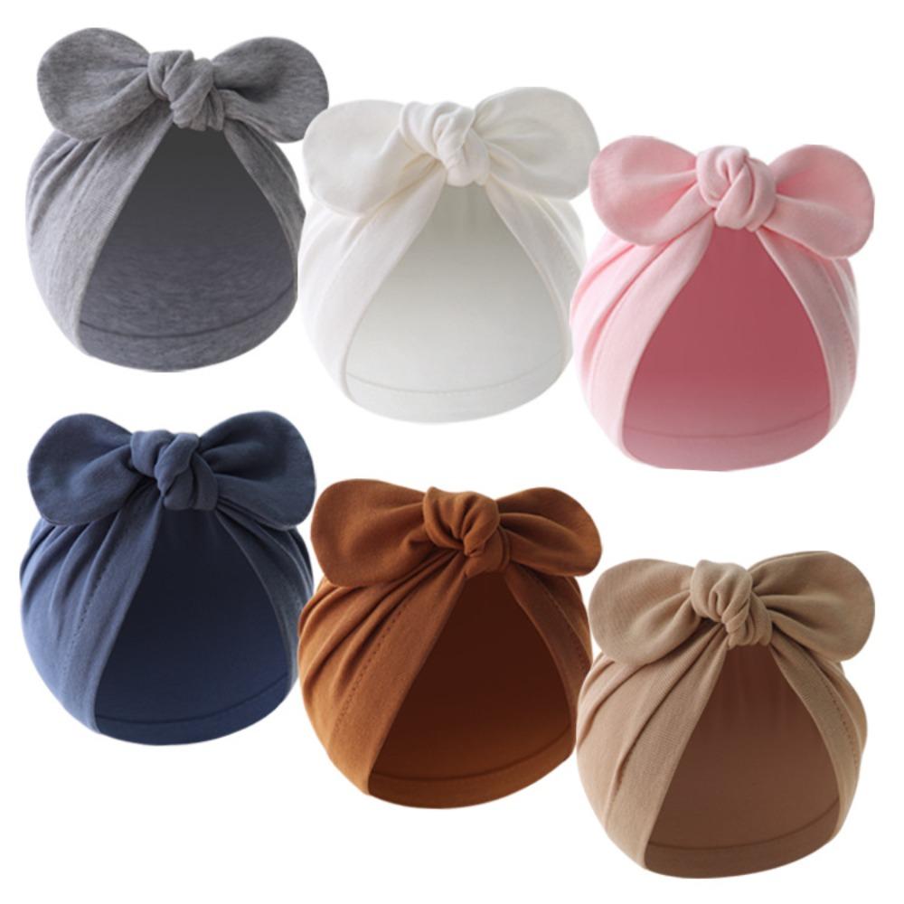 Cotton Bunny Ears Hat Solid Color Newborn Headband Cute Infant Beanie Cap  Kids