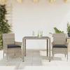 VidaXL Garden Dining Set with Cushions 3 Pcs Rattan and Glass 3278573