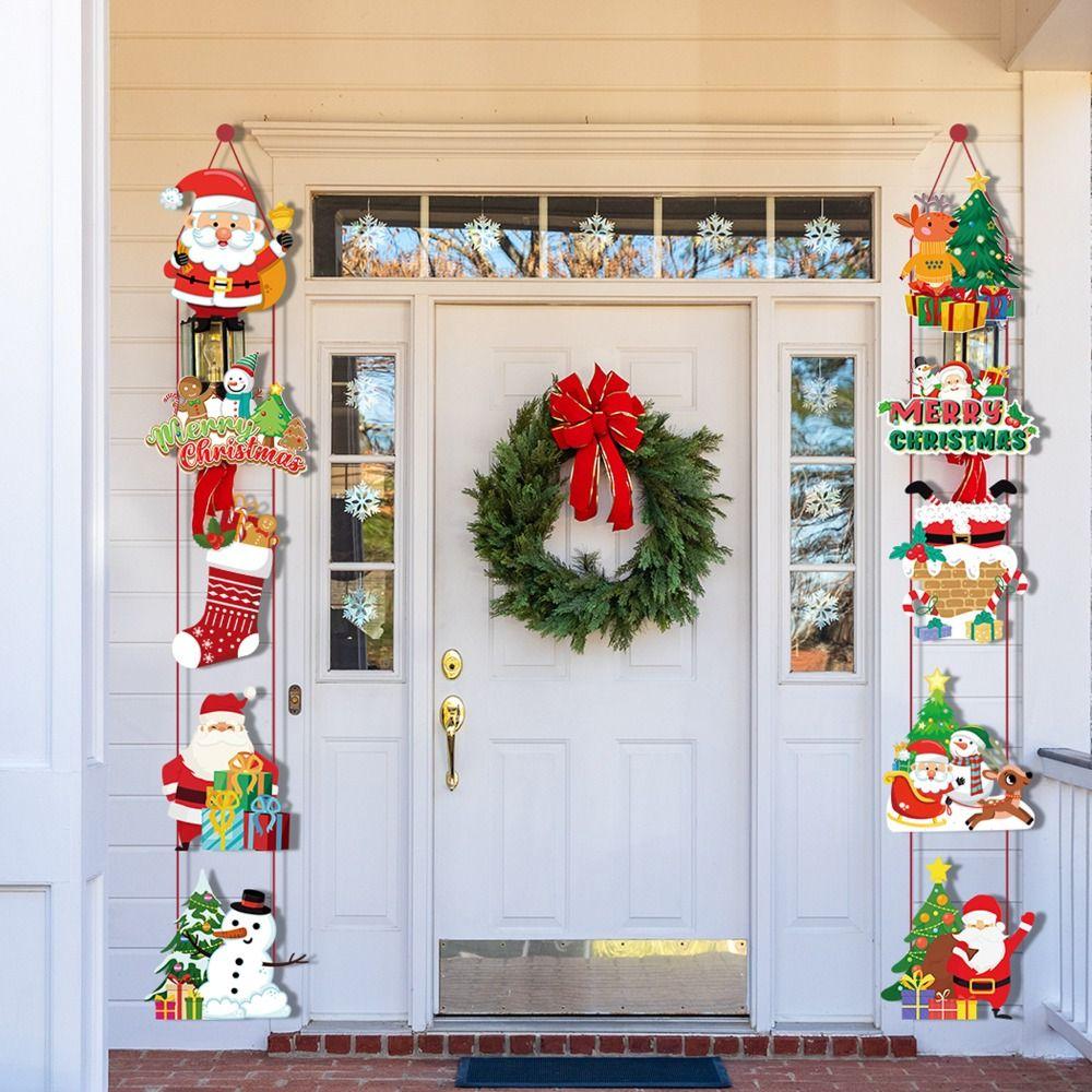 Paper Merry Christmas Couplet Santa Claus Porch Door Banner Christmas Hanging Flag Yard
