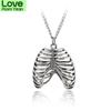 Fashion Gothic Vinage Rib Cage Necklace Anatomical Skeleton Heart Goth Punk Unique Retro Pendant Necklace Jewelry For Men /Women