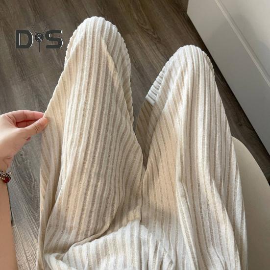 Зимние пижамные штаны из плотного плюша с эластичной талией, свободные, сохраняющие тепло, с широкими штанинами, женские брюки для домашней одежды, однотонные брюки для отдыха