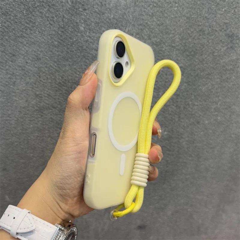 Мягкий С ремешком Силиконовый Для Magsafe Чехол для Для Iphone 17 16 15 14 Plus 13 12 11 Pro Max Беспроводная Зарядка Магнитная Крышка