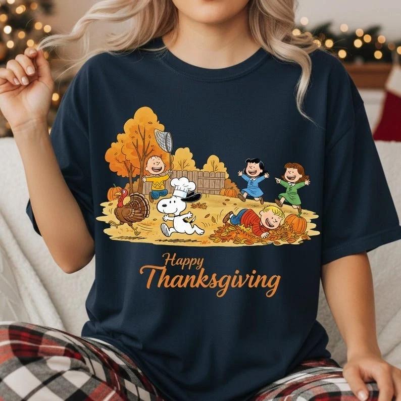 Fall Peanuts Snoopy and Charlie Brown Thanksgiving T-shirt