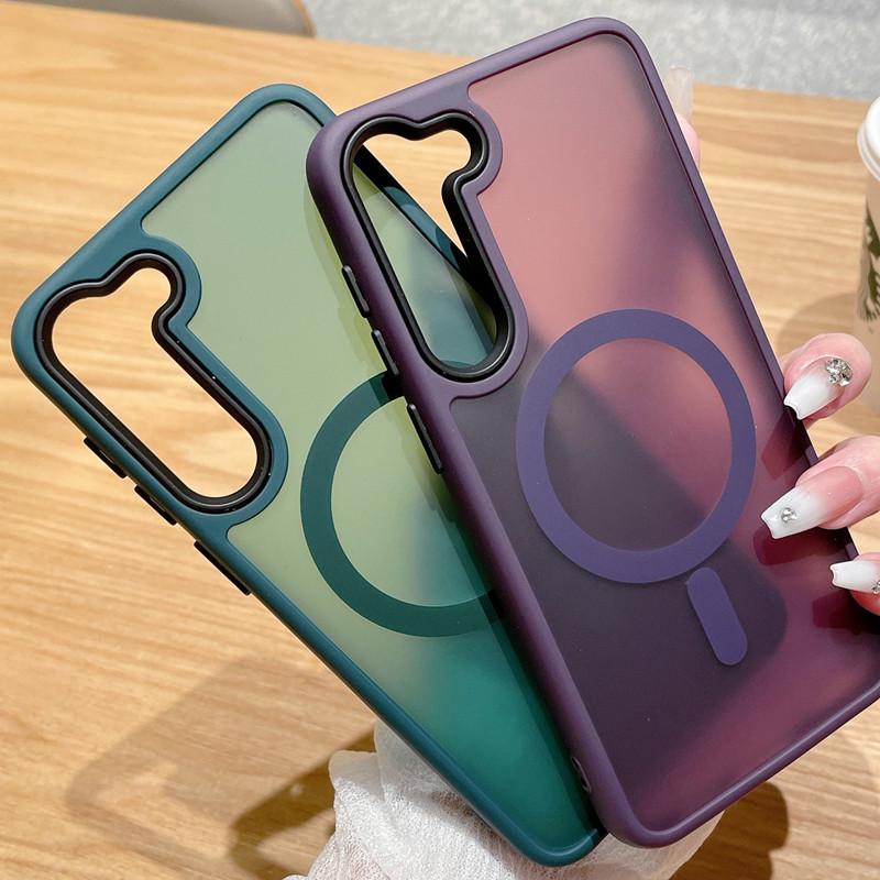Магнитный матовый чехол для Samsung S23+, S24, S24Pro, S24Ultra и S22 — полупрозрачный, высококачественный дизайн