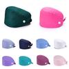 1PC Doctor Surgical Cap With Button Head Protection Solid Color Nurse Hat Work Hat Adjustable