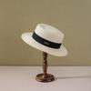 Casual hat women's summer casual versatile flat edge sun hat woven sunscreen retro French top hat