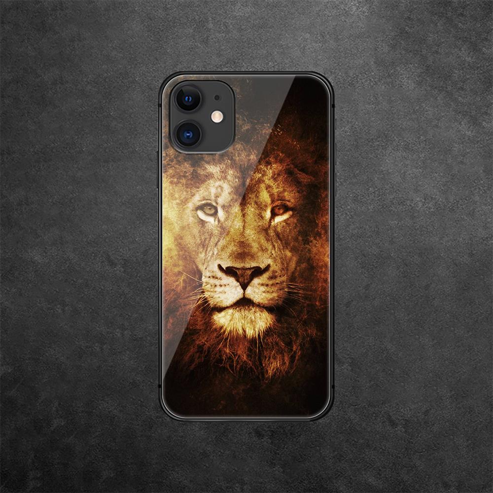 Чехол для телефона из закаленного стекла Lion Animal King для iPhone Samsung Galaxy OnePlus Oppo Xiaomi Redmi Note SA 7 8 9 10 11 12 13 14 20 21 22 53 Pro Max Ultra