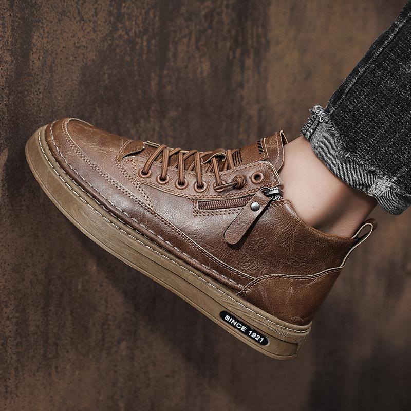 Men's Boots Winter Cotton Shoes High-top Fashion Casual Shoes Trend  Boots Flat Shoes Korean Version Tooling Shoes Student 2025