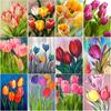 New 5D DIY Diamond Painting Tulip Flower Diamond Embroidery Scenery Cross Stitch Full Round Drill Crafts Home Decor Gift