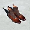 Новые модные коричневые мужские короткие ботинки, черные флоковые ботинки со шнуровкой и квадратным носком, деловые ботильоны для мужчин Bottes Pour Hommes