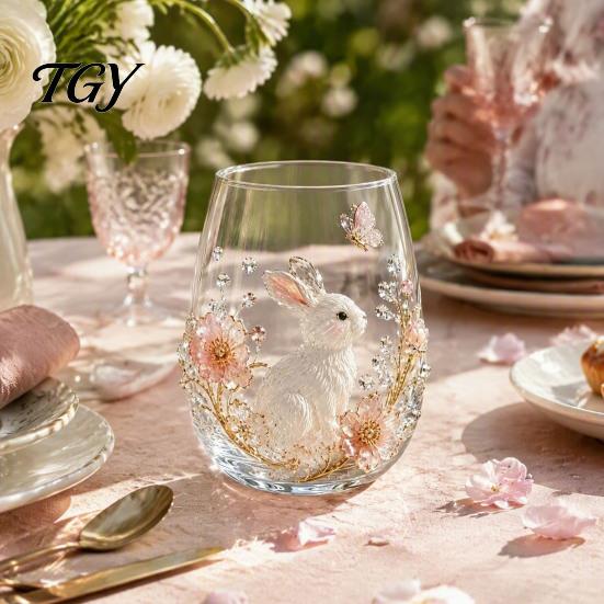 Unique Cocktail Tumblers 3D Animal Stemless Wine Glass, Ocean Inspired Details Elegant Clear Beach House Table Decor Glass Cup, Durable Decorative