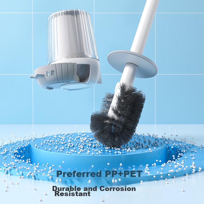 LYNN Wall-Mounted Toilet Brush Set with Drainage, Bathroom Cleaning Brush, Toilet Cleaning Brush with No Dead Angles, 1 Set