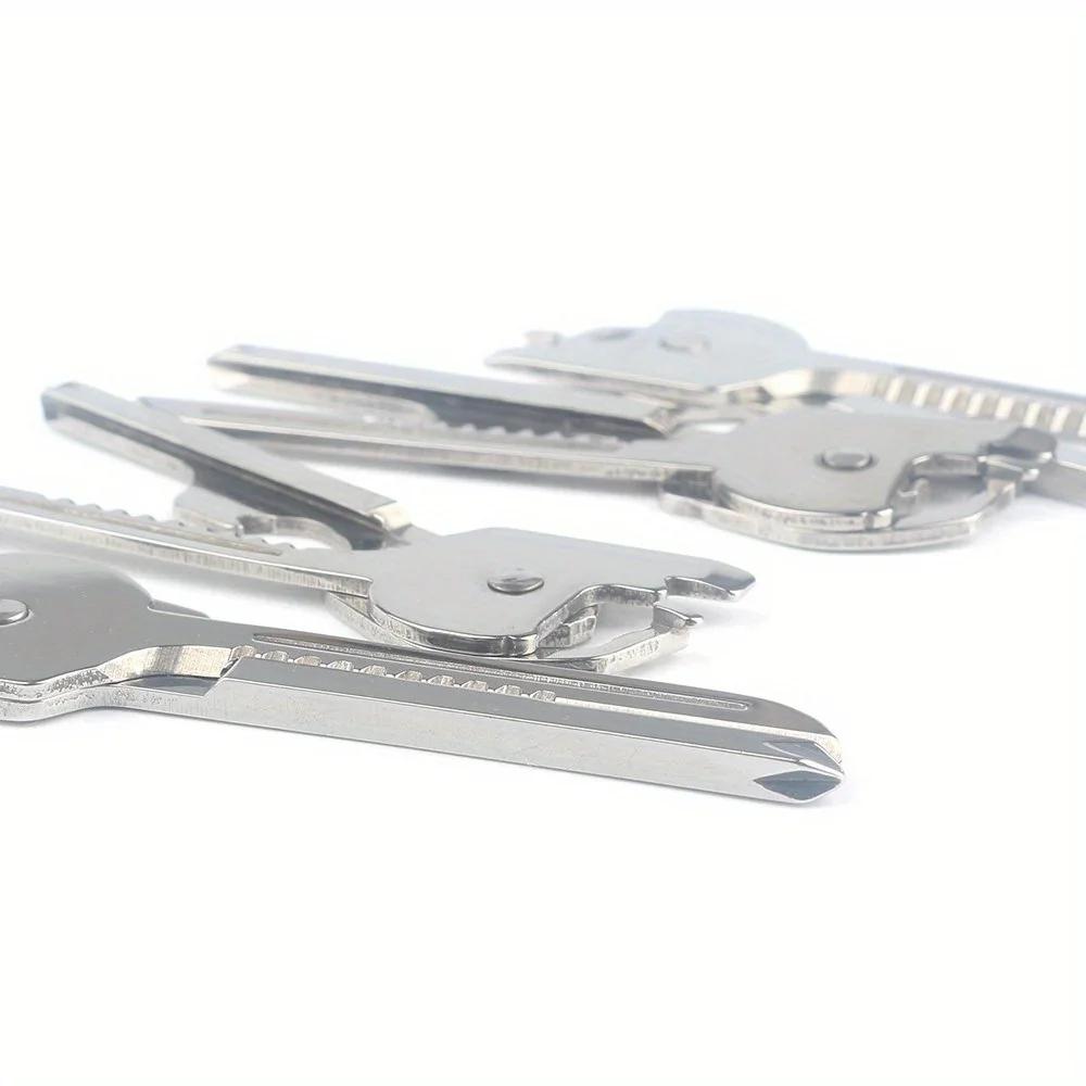 1PC New 6 In 1 Key Knife Outdoor Stainless Steel Multi-function EDC Gadget Bottle Opener Screwdriver Portable Combination