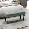 End of Bed Bench, Corduroy Bedroom Bench with Thick Padding and Steel Legs, Tufted Window Seat for Entryway, Living Room, Green