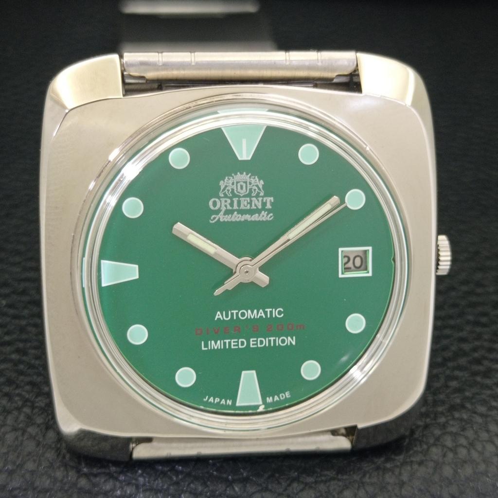 USED VINTAGE ORIENT AUTOMATIC 46941 JAPAN MENS GREEN COLOR DIAL WATCH A702206-5 R123-a702206