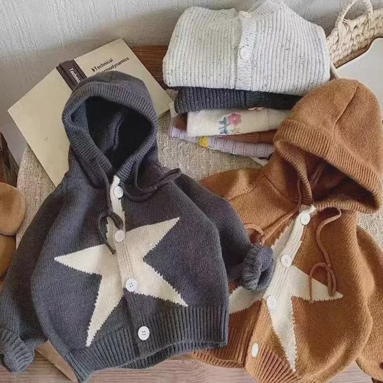 Girls' Hooded Cardigan Sweater Coat - New Spring/Autumn 2023 Trend