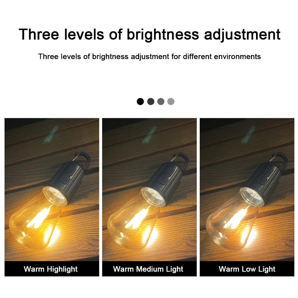 LED Camping Lamp with Hook 400mAh Camping Tent Night Light Waterproof 3 Modes Lighting Decor Lantern for Garden Party Decoration