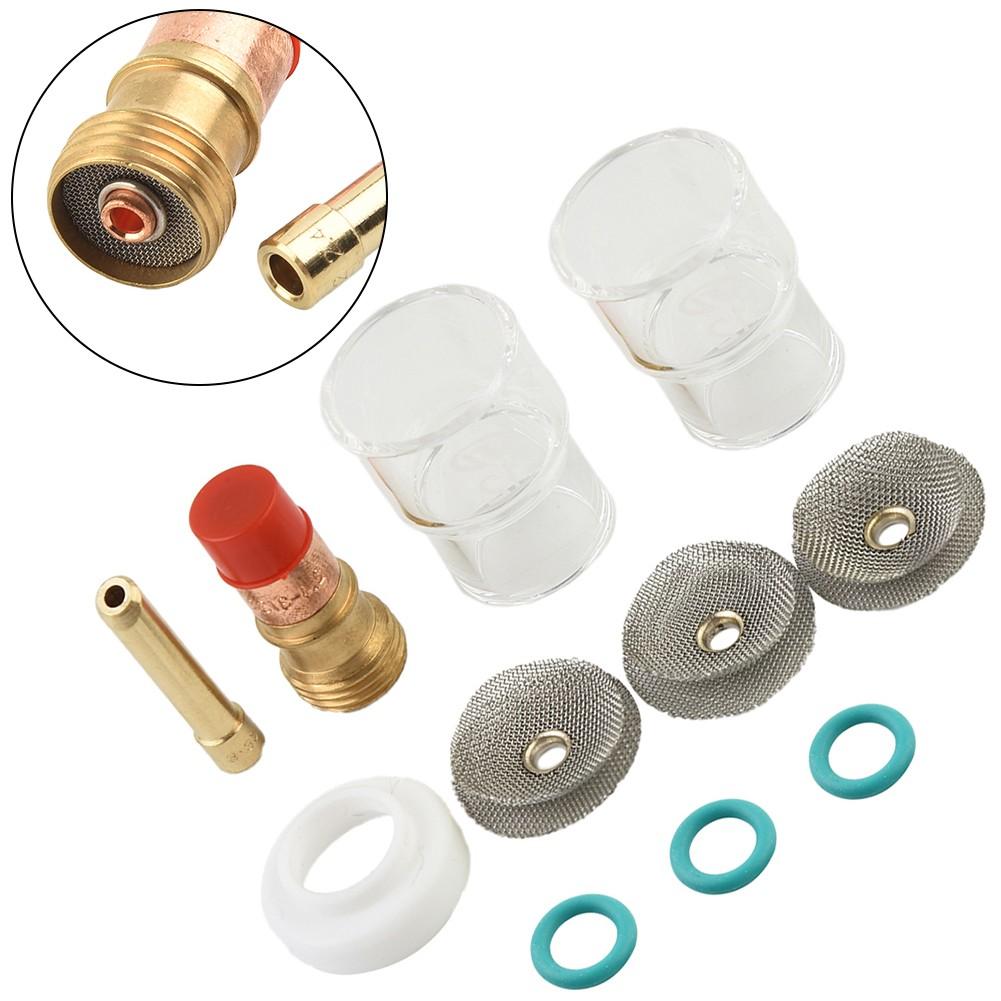 Сварочная горелка TIG, 3/32 Газовая линза #12 Чашка 2,4 мм Комплект цанг для WP-17,18,26