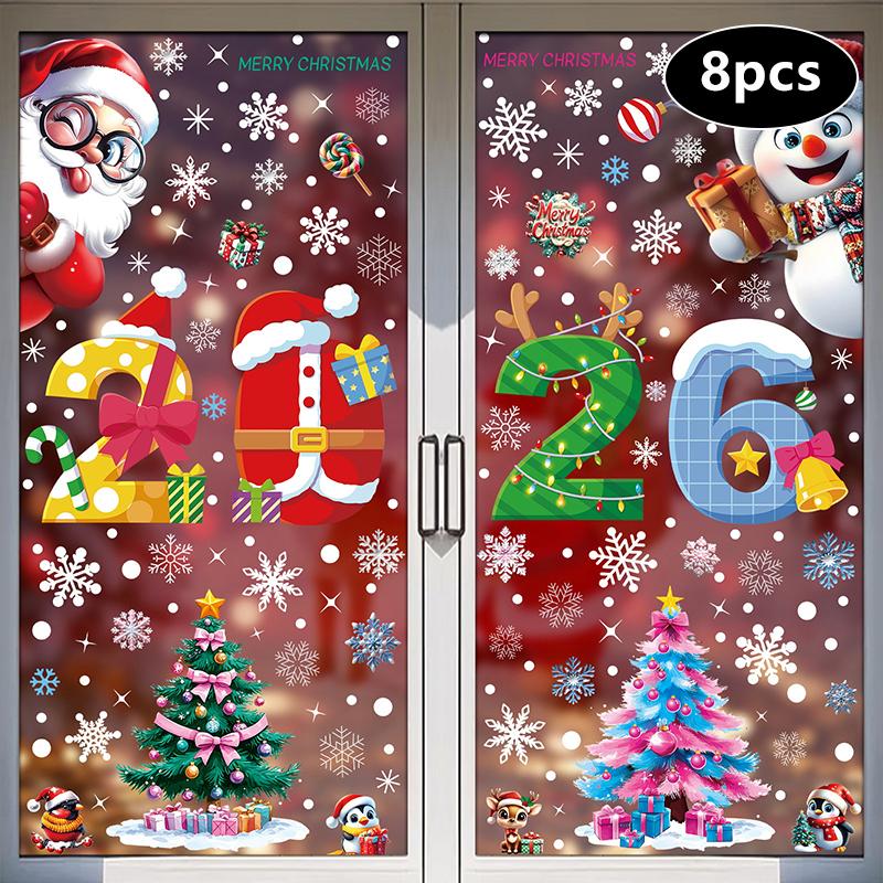 Креативные рождественские украшения, Электростатические наклейки, Украшения для витрин магазинов, Рождественские декоративные наклейки на стекло