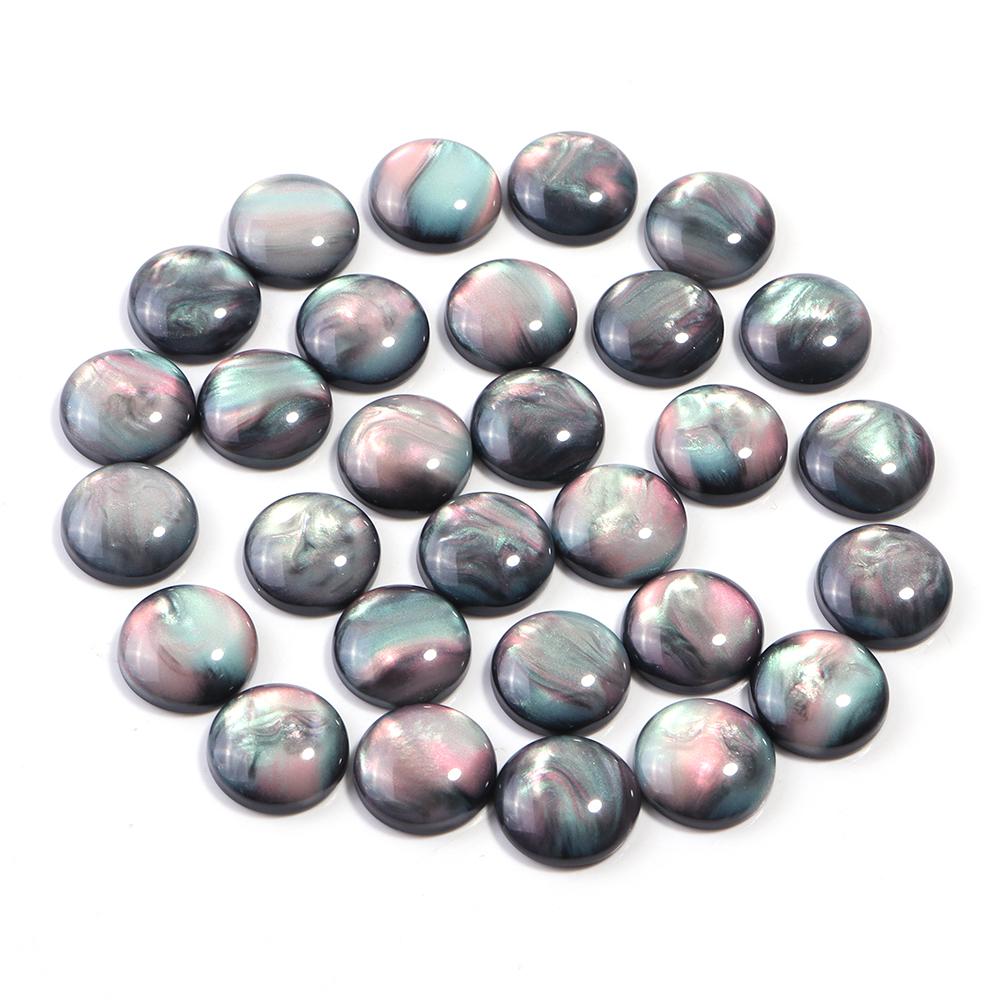 30pcs/lot 10 12mm Imitation Shell Resin Cabochons Cameo Round Flat Back Cabochon Beads For Jewelry Making DIY Bracelet Necklace