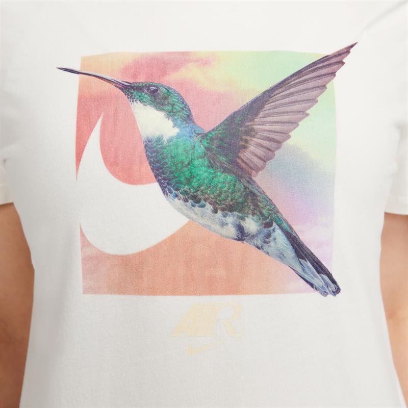 Nike Sportswear Flying Bird Pattern Printed Cotton Casual Soft Comfortable Classic Crew Neck Short Sleeve T-Shirt Women T-Shirts Sail-White FB8096-133