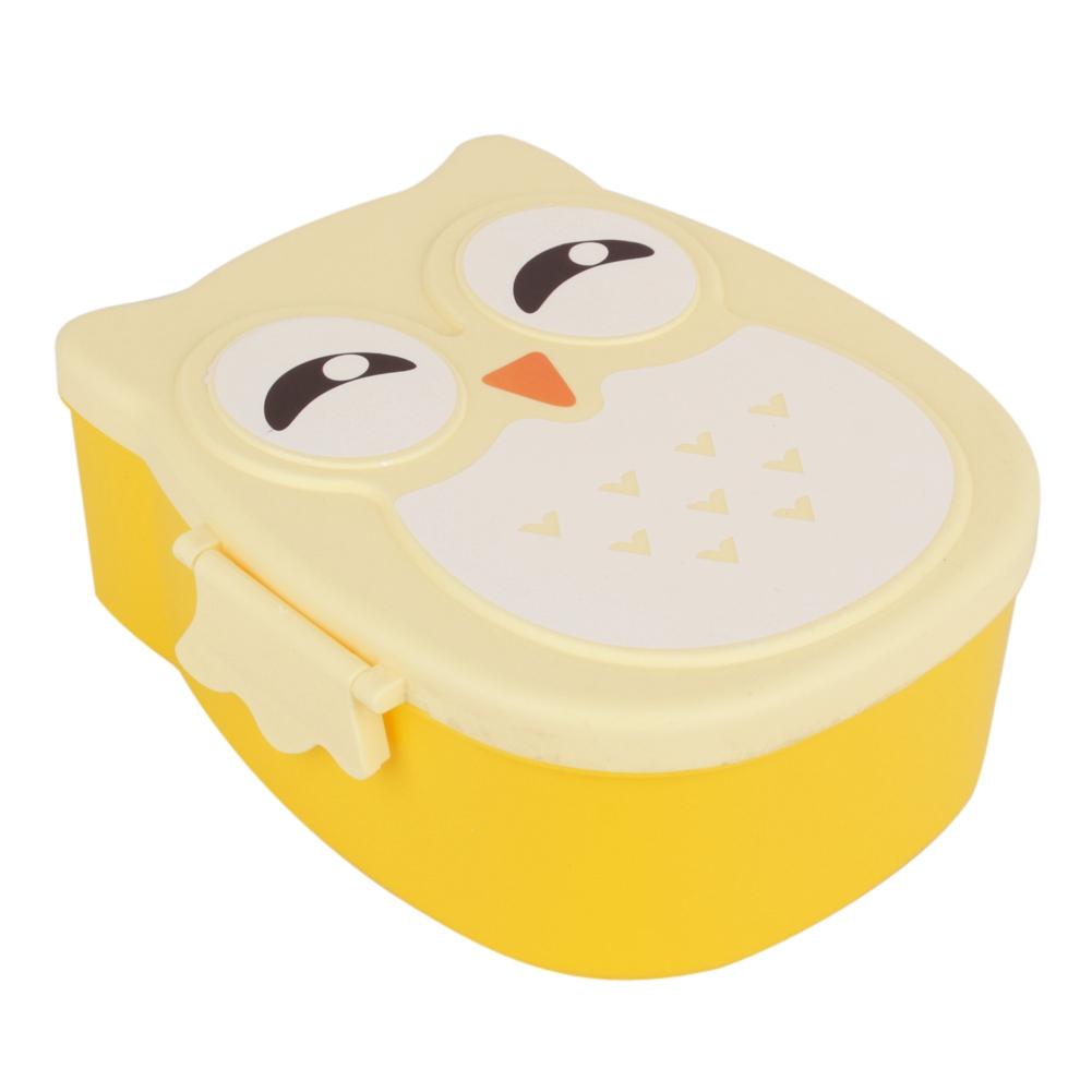 1PC Yellow Cute Owl Lunch Box Food Storage Container Plastic Portable Microwave Safe Bento Box for Kids School Office Snacks