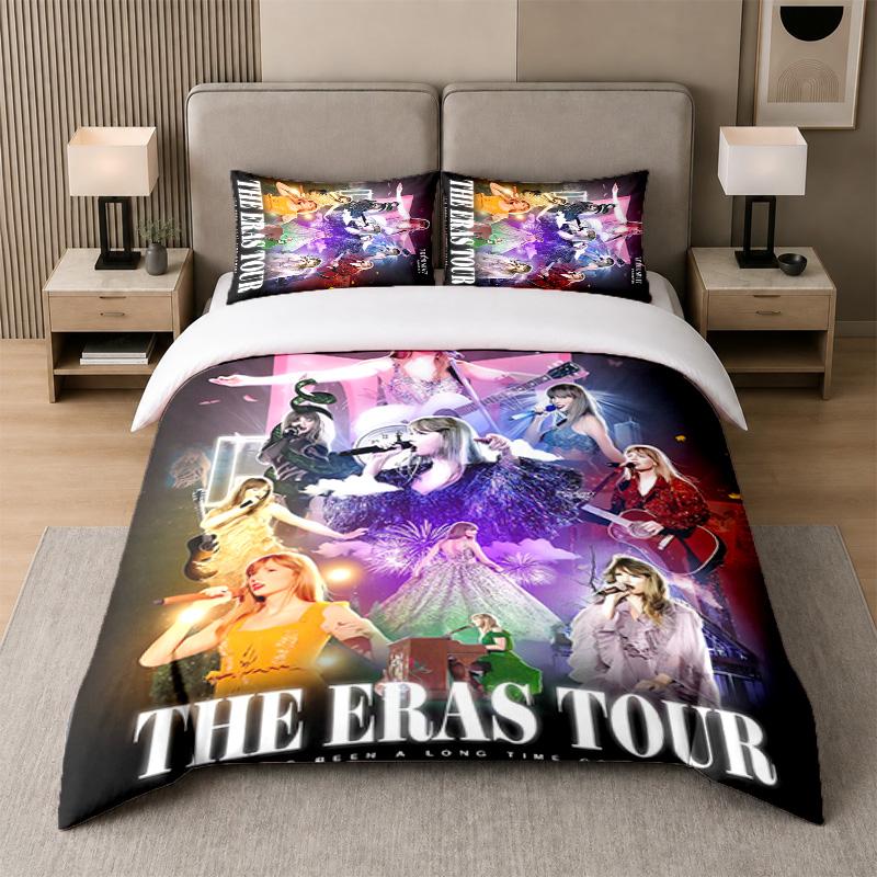 3Pcs Bed Set,Taylor Swift 1 Duvet Cover and 2 Pillowcases, Printed Bedding Decor For Guest Room