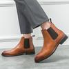 Fashion Men's Formal Ankle Boots Trends Pointed Toe Business Casual Leather Big Size 38-46 Designer Chelsea Slip-on Comfortable Shoes