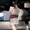 Yiyue эротическое нижнее белье сексуальное античный стиль Ханьфу дворцовый стиль женское кимоно кружево прозрачный флиртующий комплект униформы 1110