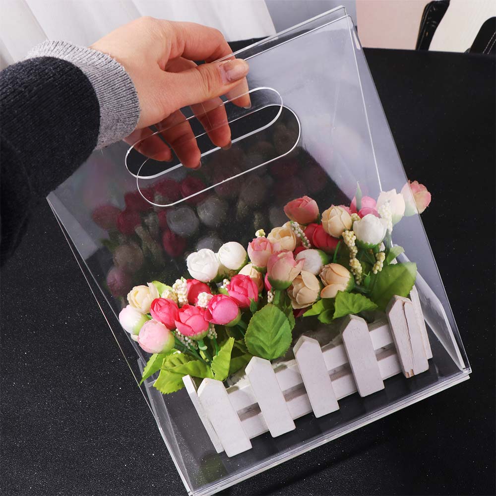 Transparent Acrylic Flower Box Reusable Flower Bag Romantic Bouquet Wrapping Bag Wedding Party