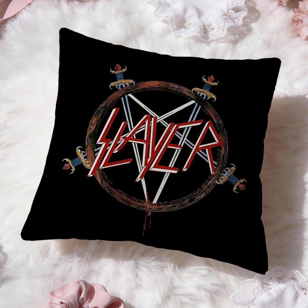 Подушка с чехлом для группы Heavy Metal S-Slayer Премиум-комфорт Двусторонний чехол для подушки - Дизайн «Два в одном» для любой комнаты и салона автомобиля