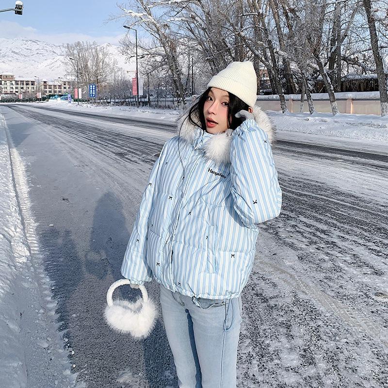 Женская зимняя одежда Y2K Теплое тренчковое пальто с бантом Модное Простое Полосатое Плюшевое Спортивное Ретро Милое Свободное Короткое Пальто
