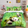 Cute Pandas Playing in Bamboo Bedding Duvet Cover Set Duvet Cover Pillowcases  (1*Duvet Cover 2*Pillowcases, without duvet insert)