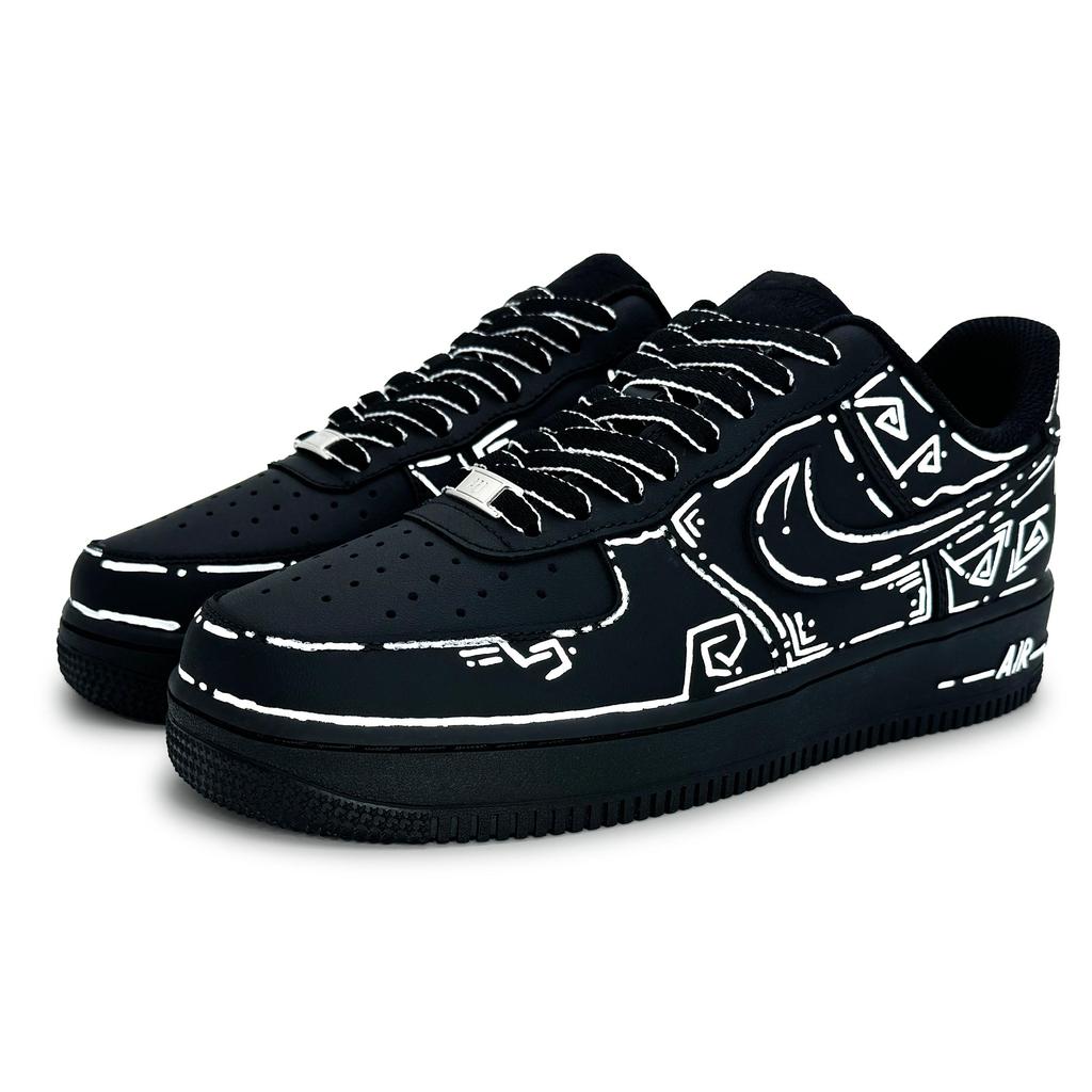 Nike Air Force 1 Slip Resistant Abrasion Resistant Low top Skateboard Shoes Unisex Black White DD8959-001(Team317-)