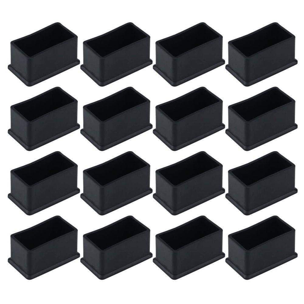 1/16 Pcs Rectangle Shaped Chair Leg Protectors Rubber Chair Leg Caps Hardwood Floors