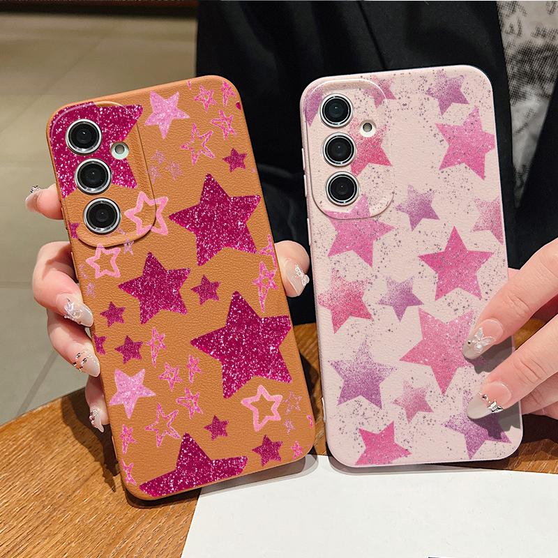 Чехол для телефона с принтом «Разноцветные звезды» для Samsung A57 A37 A17 A56 A36 A16 A55 A35 A15 A54 5G S21 FE S22 S23 S24 Plus S25 S26 Ultra Cover с текстурой кожи