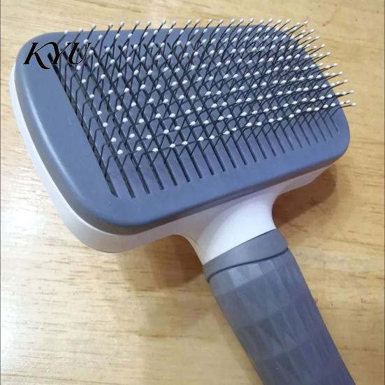 Self Cleaning Slicker Brush Self-Cleaning Pet Grooming Brush, Dog Shedding with Rounded Tips, Massage Comb for Skin Deshedding Long Short Haired Dogs